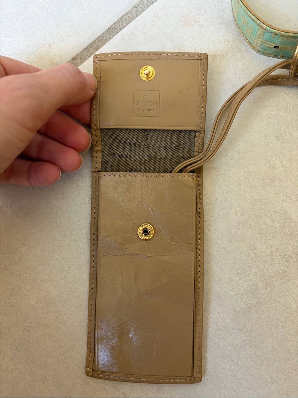Vintage 2001 Fendi Mint Green Double Flap Zucchino Baguette with Luggage Tag - Picture 4 of 9